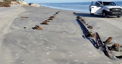 A mysterious structure has been discovered underneath the sand on a Florida beach