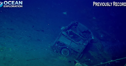 NOAA camera dives down to sunken U.S. World War II ship — and finds a car inside