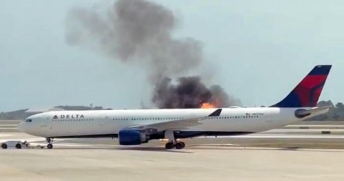 Delta plane engine catches fire at Orlando airport, passengers evacuate on slides