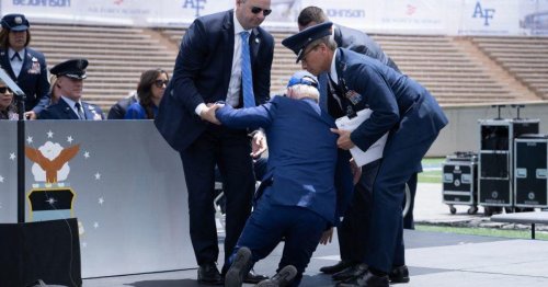 Video: Biden trips and falls onstage at Air Force Academy commencement ceremony