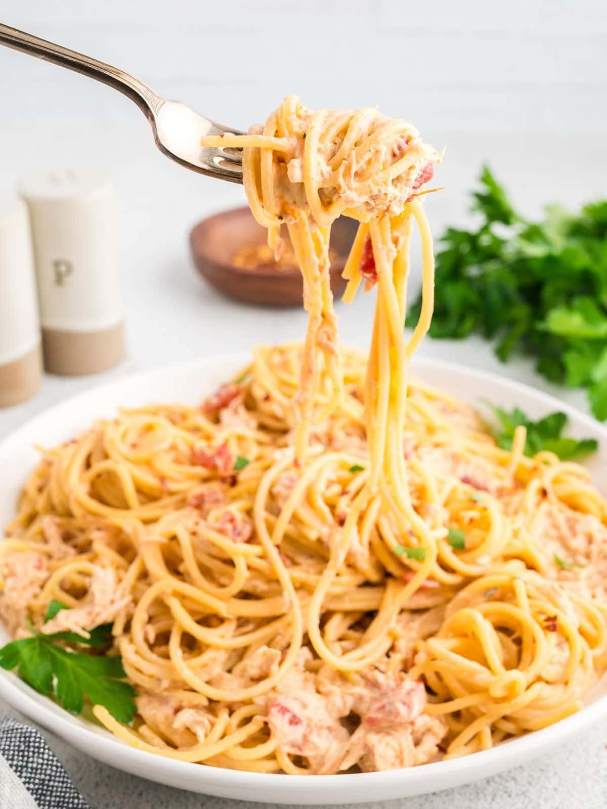 Crockpot Chicken Spaghetti