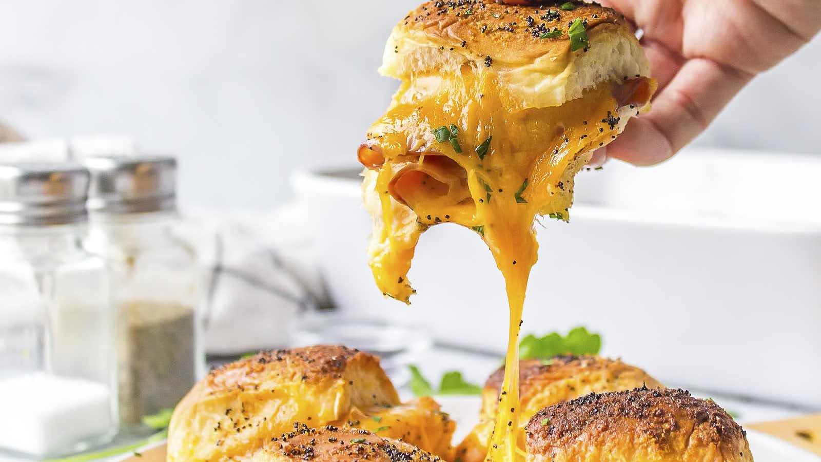 Savory Ham and Cheddar Sliders on Sweet Hawaiian Rolls
