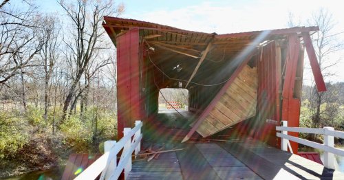 Historic covered bridge in Illinois severely damaged