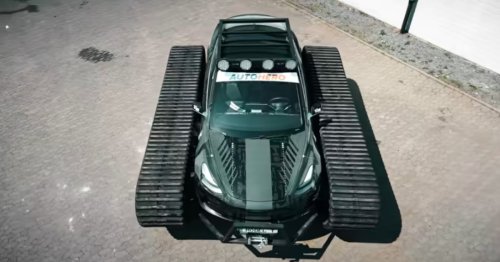Deutsche bauen Tesla-Panzer: Irres Youtube-Video von Ketten-Model 3 aufgetaucht