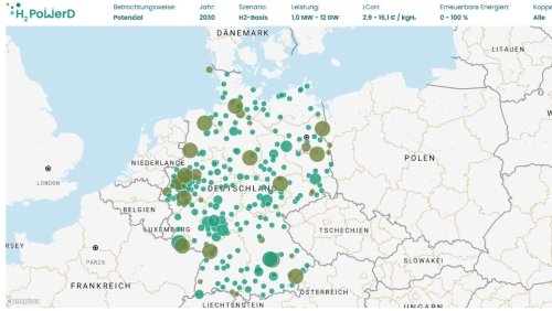 Nicht nur an der Küste: Studie zeigt Standorte für Wasserstoffproduktion