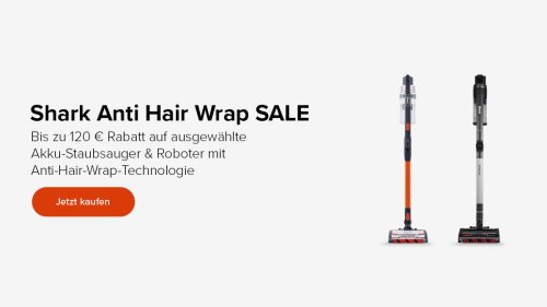 Shark Anti-Hair-Wrap-Sale: Bis zu 120 Euro Rabatt auf Akkustaubsauger & Saugroboter