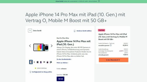 Riesige Ersparnis für Top-Apple-Bundle: iPhone 14 Pro Max und iPad 10 bei o2 für effektiv 1.000 Euro