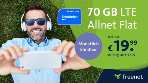 Nur noch bis morgen: 70 GByte LTE und Allnet-Flat für 19,99 Euro im Telefónica-Netz