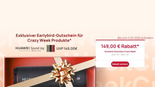 Gratis-Angebot bei Huawei: Earlybird-Gutschein für Sound-Joy-Lautsprecher