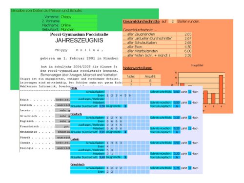 Schulnoten Schülerversion - Vorlage für Excel