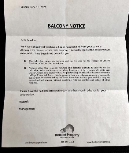 Toronto resident claims property management forced him to take down Pride flag from balcony