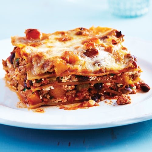 Turkey Chili & Squash Lasagna