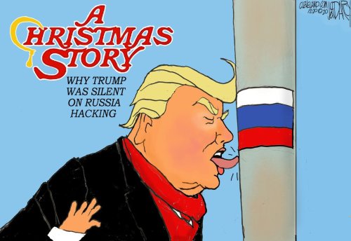 Trump’s tongue-tied response to Russia attack: Darcy cartoon
