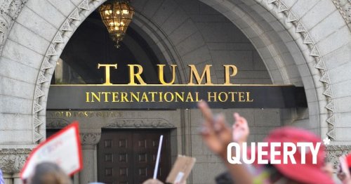 Onlookers cheer as Trump’s failing D.C. hotel closes for good and tacky gold signage gets ripped down