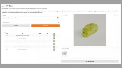 LegoGPT generiert Klemmbaustein-Modelle