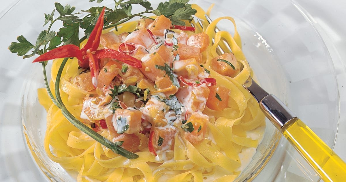 Kürbissugo auf Nudeln - Rezept | Swissmilk