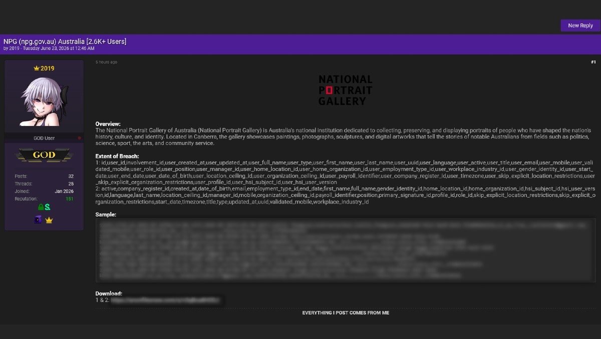Exclusive: National Portrait Gallery of Australia investigating data breach claims