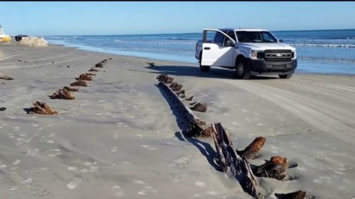 ‘Not sure what it is:’ Hurricanes unearth large wooden object on Florida beach