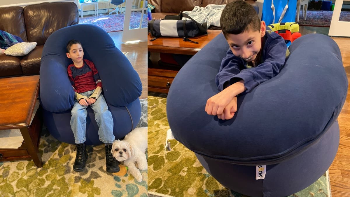 Yogibo's bean bags are as good as custom lounge chairs for my son with cerebral palsy