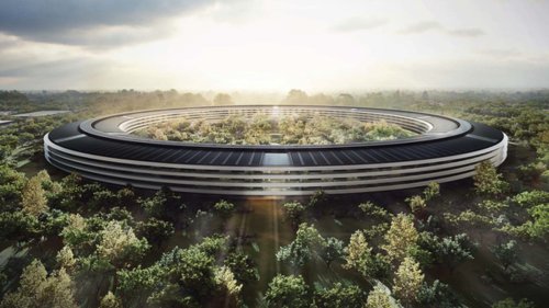 Drone sneaks peek at Apple's 'spaceship' campus in progress