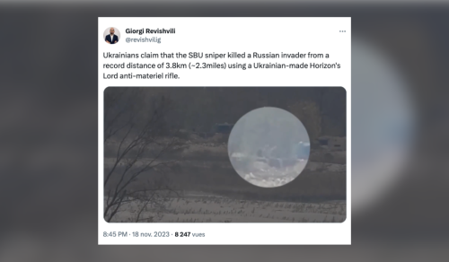 Un sniper ukrainien revendique avoir battu un «record du monde» après avoir touché un soldat russe à 3,8 km