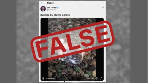 Viral ‘ballot’ burning video shared by Eric Trump is fake