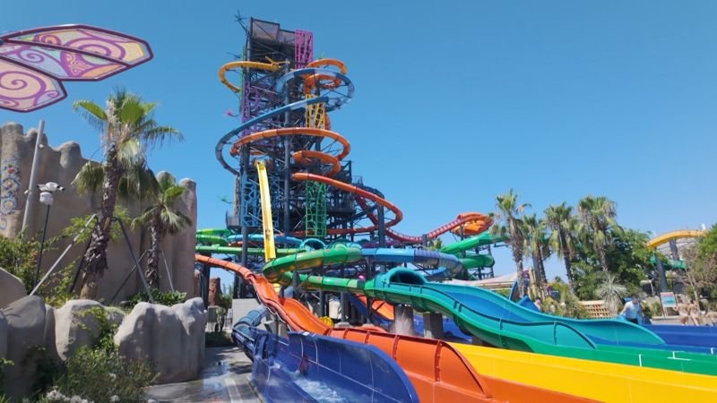 Braving one of Europe’s tallest waterslides
