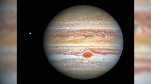 Hubble spies stormy weather on Jupiter