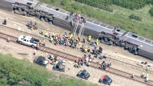 3 killed and at least 50 injured when Amtrak train derails in Missouri after hitting dump truck