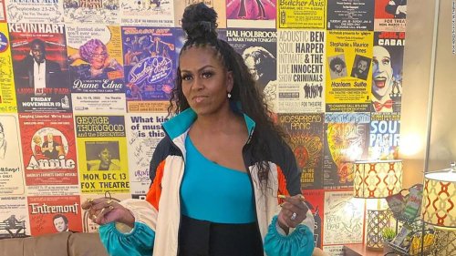 Look of the Week: In this 90s-style track jacket Michelle Obama has outdone herself