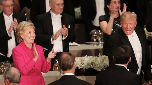 Trump delivers harsh remarks on Clinton at charity dinner