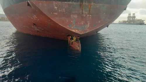 Three people found sitting on ship’s rudder survived an 11-day voyage from Nigeria