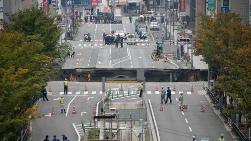 Gigantic sinkhole swallows intersection in Japanese city