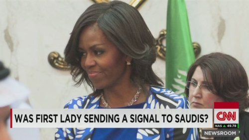 First lady Michelle Obama shakes hands with Saudi king. So?