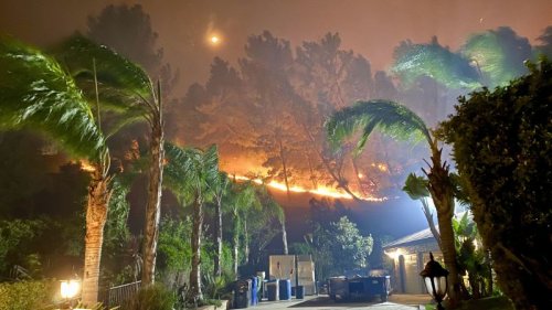 A wildfire exploded overnight in Los Angeles. Tens of thousands of people are under mandatory evacuation order