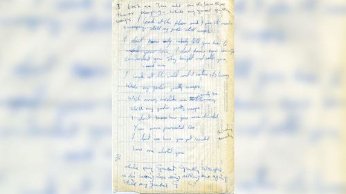 George and Ringo’s handwritten lyrics to The Beatles’ ‘While My Guitar Gently Weeps’ are for sale