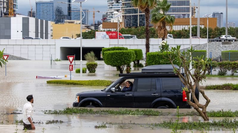A year’s worth of rain plunges normally dry Dubai underwater