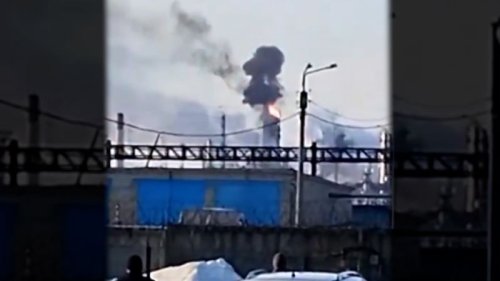 Video appears to show Ukrainian drone strike on Russian oil refinery