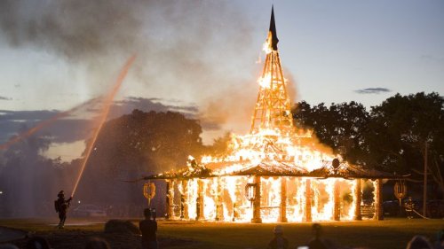 A temple that was built to help people heal after the Parkland school shooting goes up in flames