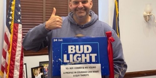 'Top Tier Trolling': Fetterman Gifts House GOP Case of Bud Light Over Biden Impeachment Hearing