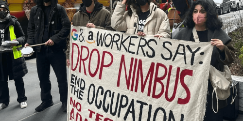 'Drop Project Nimbus!': Protester of Amazon Genocide Complicity Put in Chokehold at 'AI for Good' Summit