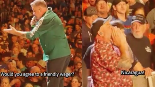 Dropkick Murphys make on-stage wager with Trump supporter over where his shirt was made