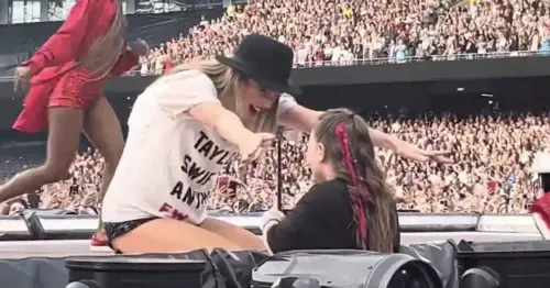 Watch: Heartwarming moment Taylor Swift stops to hug young Cork fan mid-concert