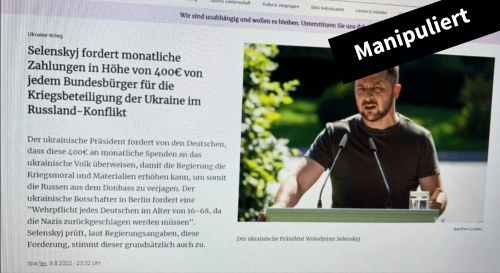 Manipuliert: Artikel der Berliner Zeitung über Aussage von Selenskyj existiert nicht