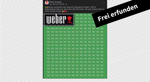 Gefälschtes Gewinnspiel: Weber-Grill verschenkt keine Einkaufsgutscheine im Wert von 1.000 Euro
