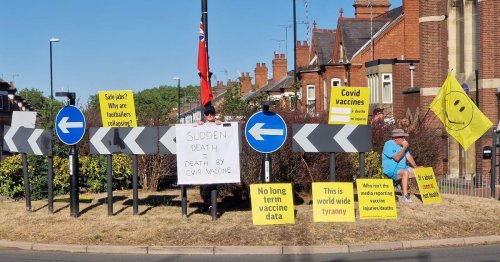 Anti-vaccine protestors take over Coventry roundabout