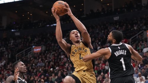 Barnes's double-double leads Raptors past Nets; Toronto stays alive in play-in chase