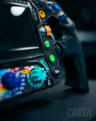 ‘WhatsApp button’ on steering wheel of Mercedes W15 F1 2024 car