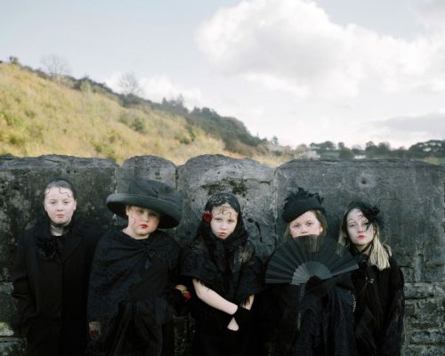 Photographs of children in costume, captured against the backdrop of post-Industrial South Wales Valleys