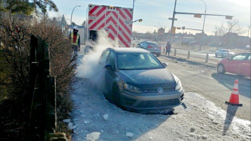Calgary crews free car frozen in place for more than a week